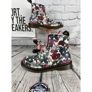 Dr Martens 1460 Floral Garden Print Womens 6 Black Leather Boots RARE NEW EU 37